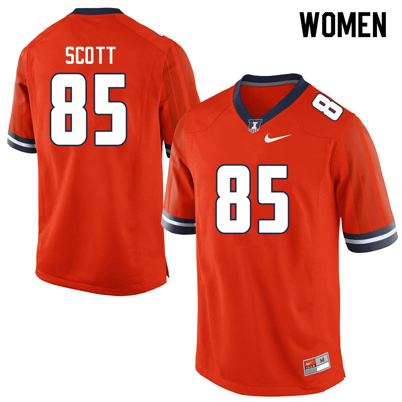 Women #85 Miles Scott Illinois Fighting Illini College Football Jerseys Sale-Orange